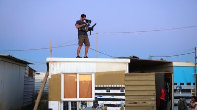 Filming at Zaatari refugee camp in Jordan, before the boys moved to Brazil. Courtesy The Black Pearls Academy