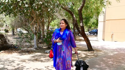 Mrs Rashid returns home after working at the Dubai school. Pawan Singh / The National