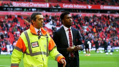 Daniel Sturridge, right, arrives at Liverpool's game against Everton at the weekend in the Premier League. Sturridge hasn't played since an England match on September 3. Alex Livesey / Getty Images / September 27, 2014