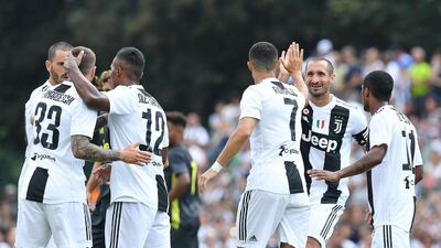 Ronaldo celebrates with teammates. EPA