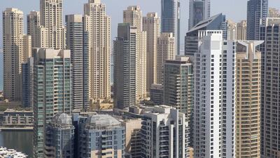 Housing in the Dubai Marina and Jumeirah Beach Residence area of Dubai. Antonie Robertson / The National
