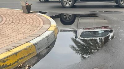 Puddles seen in Al Ain city. Khushnum Bhandari / The National