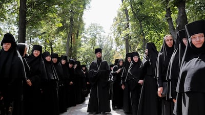 Ukrainian Orthodox nuns attend a prayer service in downtown Kiev, Ukraine. . Orthodox believers mark the 1031th anniversary of Kievan Rus Christianisation. EPA