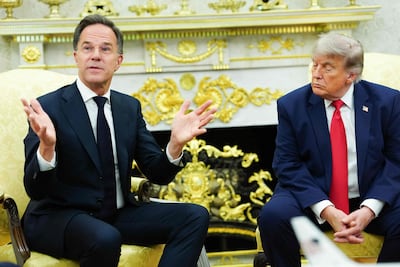 US President Donald Trump meeting Nato Secretary General Mark Rutte in the Oval Office of the White House in June. AFP