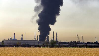 Smoke at a refinery near Tehran. Fires that have hit Iran’s energy sector could partly be due to substandard parts. AP