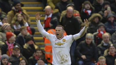 Manchester United's Wayne Rooney celebrates his winning goal against Liverpool in the Premier League on Sunday. Paul Ellis / AFP / January 17, 2016