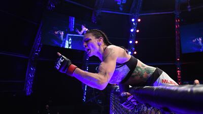 US fighter Lauren Murphy celebrates her victory over Liliya Shakirova of Uzbekistan after their women's flyweight bout. Getty