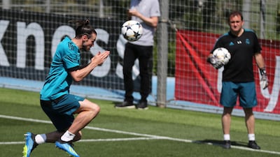 Real Madrid winger Gareth Bale takes part in training. Sergio Perez / Reuters