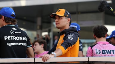 Mclaren driver Lando Norris on the driver parade. Abu Dhabi Grand Prix 2025. Yas Marina Circuit. Chris Whiteoak / The National