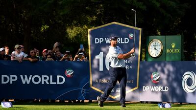 Jon Rahm is leading the DP World Tour Championship, along with Mike Lorenzo-Vera. Getty Images