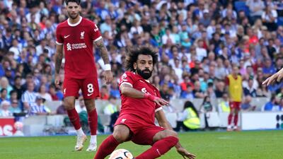 Liverpool's Mohamed Salah in Brighton on Sunday. AP