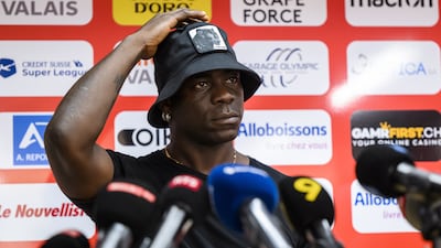 Mario Balotelli during the press conference at Stade de Tourbillon. EPA