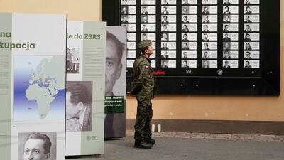 A Polish soldier at the Museum of Cursed Soldiers and Political Prisoners of the Polish People's Republic in Warsaw in Poland on Tuesday. AP