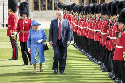 Former US president Donald Trump meets with the queen at Windsor Castle. Getty Images