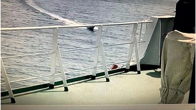 Photos showed the unmanned boat swerving in the waves. SPA