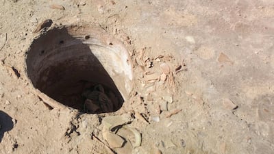 A drainage pipe made of clay found at the site
