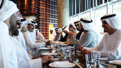 President Sheikh Mohamed and senior dignitaries dine at Zuma in Abu Dhabi