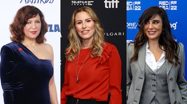 From left, Tunisian director Kaouther Ben Hania, British-Palestinian filmmaker Farah Nabulsi and Lebanese actress and director Nadine Labaki have all previously been nominated for Oscars. AFP
