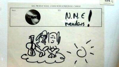 A postcard written by John Lennon and Yoko Ono. Stuart Wilson / Getty Images)