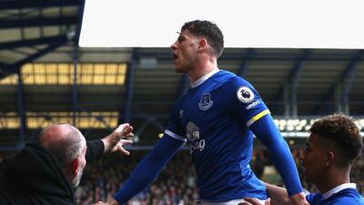 Ross Barkley celebrates in front of Everton fans after his deflected shot resulted in his side's second goal in the 3-1 Premier League win over Burnley. Jan Kruger / Getty Images