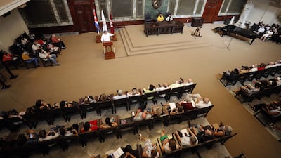 Since it was enacted in the 1960s, Cuba has been outspoken on the damage the US embargo has done to the island. Here, Vice Minister of Foreign Affairs Carlos Fernandez de Cossio gives a lecture on the embargo at the University of La Havana. EPA