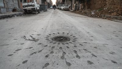 The after effect of shelling on a steets of rebel-held Douma, Eastern Ghouta, 24 February 2018. Mohammed Badra / EPA