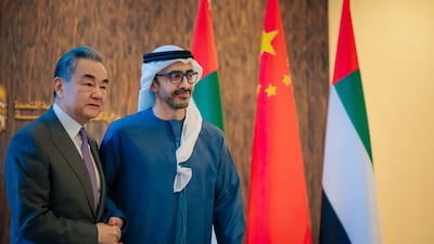 Sheikh Abdullah bin Zayed, UAE Deputy Prime Minister and Minister of Foreign Affairs, hosts Wang Yi, China's Minister of Foreign Affairs, in Abu Dhabi. X/Office of the UAE Minister of Foreign Affairs