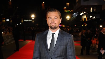 Leonardo DiCaprio, in Giorgio Armani, attends the premiere of 'The Wolf of Wall Street' on January 9, 2014 in London, England.Getty Images