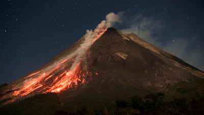 Lava flows down the slopes of Mount Merapi as the Indonesian volcano erupts. AFP