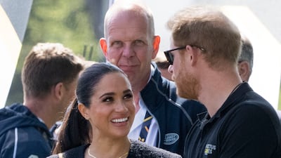 Prince Harry and Meghan attended the Land Rover Driving Challenge at the Invictus Games venue. AP