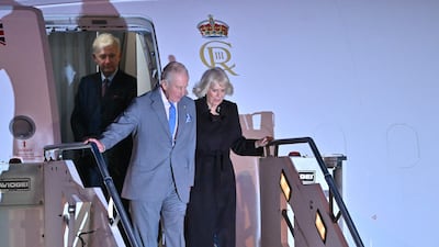 King Charles and Queen Camilla arrive at Rome's Ciampino Airport. AFP