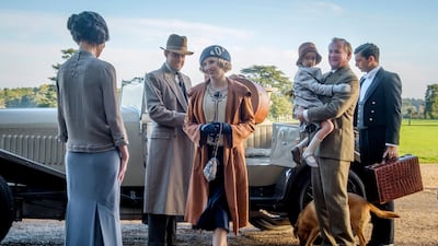 Elizabeth McGovern, from left, Harry Hadden-Paton, Laura Carmichael, Hugh Bonneville and Michael Fox, right, in a scene from the film 'Downton Abbey'. A sequel is set to release on Christmas Day this year. Focus Features