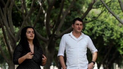 Rana Daoud and Spencer Striker are part of the technology podcast team at American University in Dubai. Satish Kumar / The National