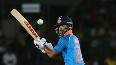 India opener Shikhar Dhawan scored his 11th ODI century against Sri Lanka on Sunday night. Lakruwan Wanniarachchi / AFP