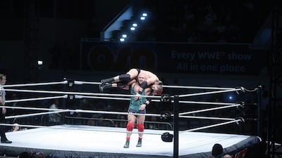 Ryback carries Curtis Axel on his shoulders during the second night of the WWE's series of events in Abu Dhabi. The main event saw John Cena and Dean Ambrose beat Luke Harper and Rusev. Azeem Shoukat / Ittihad
