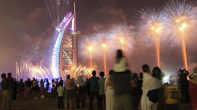 Fireworks and celebrations for the UAE's 42nd National Day. Sarah Dea / The National