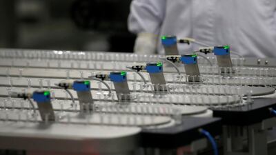 Vaccine doses are prepared at the Sinopharm production centre in Beijing. Reuters