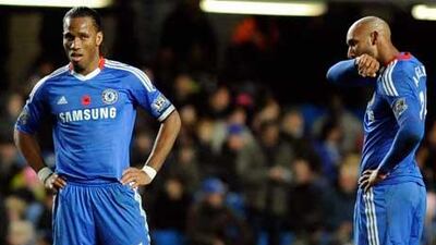 Chelsea’s Didier Drogba, left, and Nicolas Anelka do not often taste defeat at Stamford Bridge.