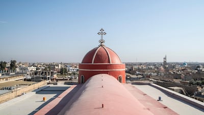 On top of Saint Mary Al Tahira church in Qaraqush, Mosul. Haider Husseini