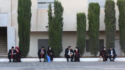 Palestinian grooms and brides participate in a mass wedding ceremony in the city of Ramallah, the West Bank. About 252 Palestinian couples got married during a mass wedding ceremony which was presided by Palestinian President Mahmoud Abbas. EPA