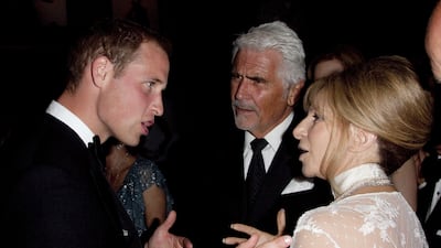 Prince William speaks to actress Barbara Streisand and her husband, actor James Brolin, at Bafta's Brits to Watch event. Getty Images