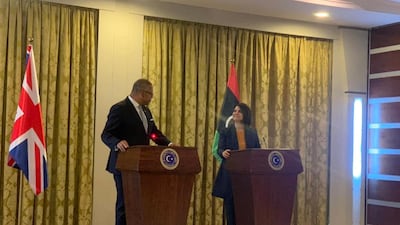 Najla El Mangoush met with British Minister for Middle East & North Africa James Cleverly in Tripoli earlier this month. In a Tweet, Mr Cleverely said it had been great to meet people who were "working for a more secure and prosperous future for the Libyan people.” @JamesCleverly/Twitter