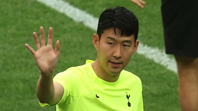 Soccer Football - Pre-Season Friendly - Tottenham Hotspur Training - Seoul World Cup Stadium, Seoul, South Korea - July 11, 2022 Tottenham Hotspur's Son Heung-min during training REUTERS / Kim Hong-Ji