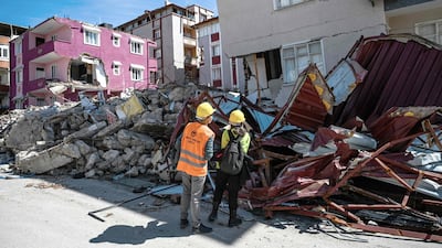 The collapsed and damaged buildings in Hatay on March 7, after the massive earthquake struck southeastern Turkey. AFP