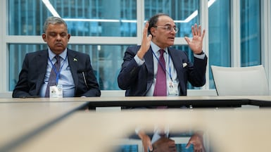 Pakistani Finance Minister Muhammad Aurangzeb at the IMF and World Bank annual spring meetings in Washington. Reuters