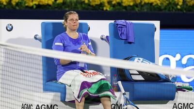 Kim Clijsters during the break in Dubai on Monday. Chris Whiteoak / The National