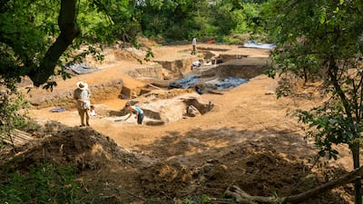 Excavations of 400,000-year-old pond sediments at Barnham, Suffolk, which led to the discovery of new evidence of fire-making by humans. AP