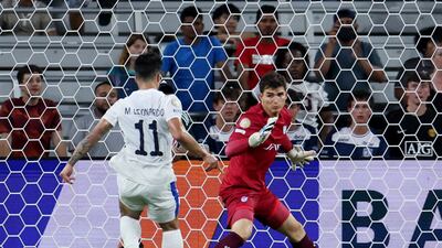 Pachuca's Sebastian Jurado tries to block a shot from Al Hilal's Marcos Leonardo. Reuters