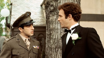 Al Pacino as Michael Corleone and James Caan as Sonny Corleone in a scene from 'The Godfather'. Paramount Pictures / AP