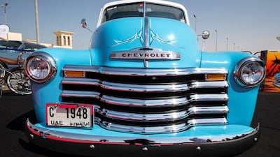 A classic 1948 Chevrolet 3100 pick-up truck owned by Abdullah Nasser at Drive and Meet in Umm Al Quwain. Leslie Pableo for The National